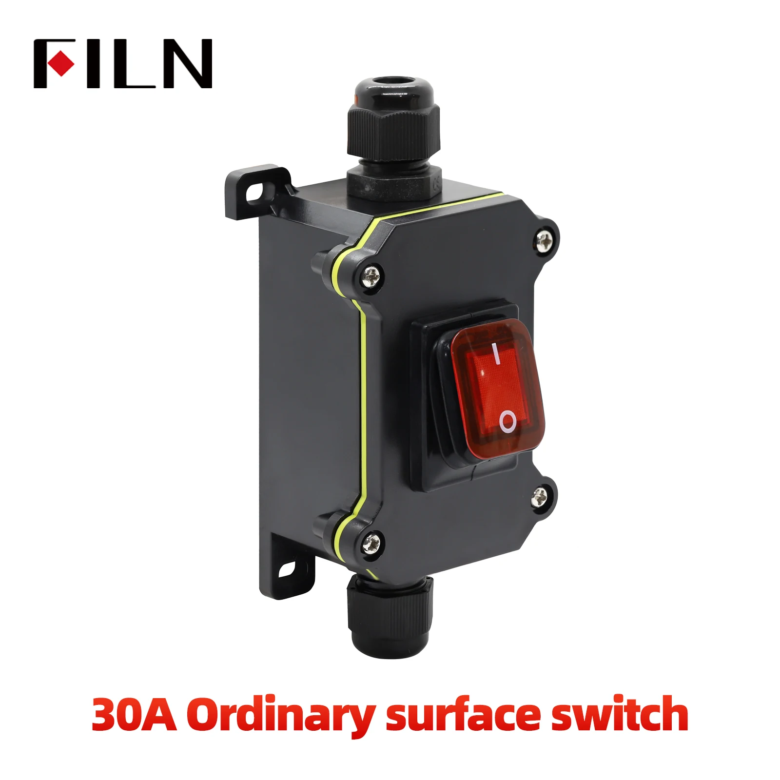 FILM 30A 12V 24V 220V Wasserdichter Inline-Kippschalter mit LED IP65 versiegelter Outdoor-Box Inline-Kabel-Wippschalter Power
