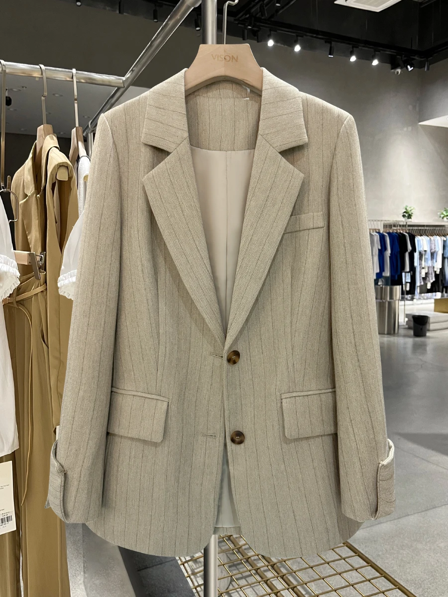 

Ele Retro Striped Women's Suit Jaet 2025 New Sle Spring Autumn Versatile Quali Small Western Sle Trend