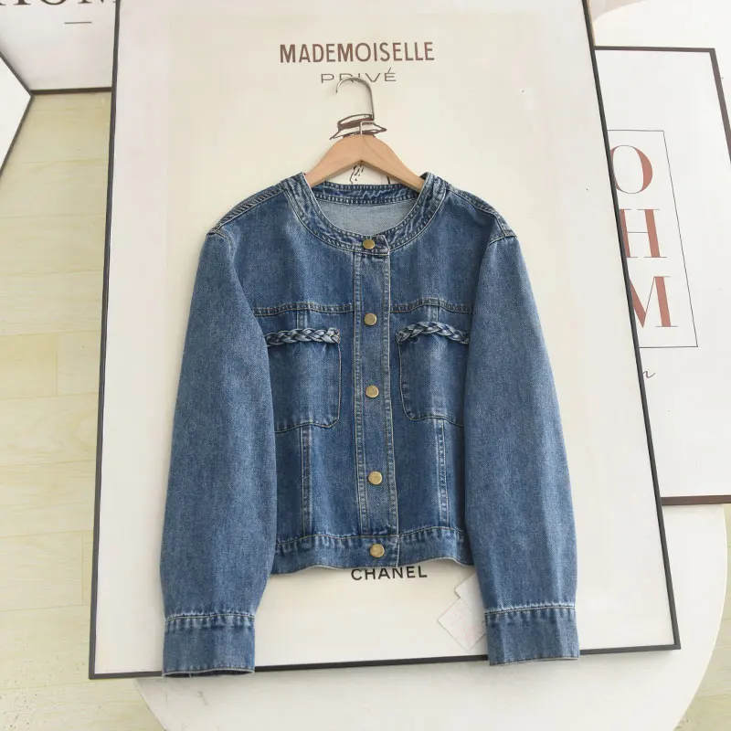 

Осень 2022, новинка серии Sle Y, тканое дизайнерское утягивающее универсальное джинсовое тюре, повседневное свободное круглое пальто Ne