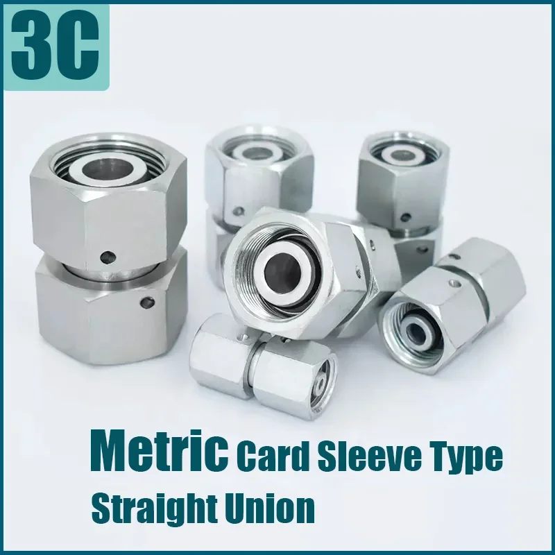 Metric Internal Thread 24Degrees Double Headed Ferrule Type Clamp Nut High-Pressure Oil Pipe Connection Joint Transition Fitting