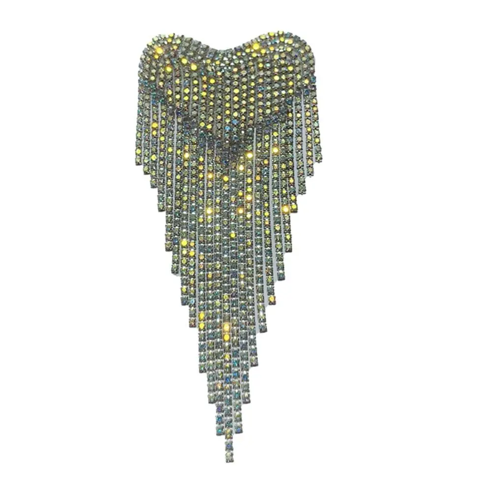Delicate Retro Heart Tassel Epaulette Beaded Punk Shoulder Jewelry DIY Long Chain Clothing Accessories Men Women