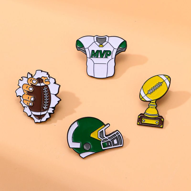 Sport Enamel Pins American Football Contest Team Souvenirs Rugby Themed Brooches Super Bowl Metal Badges Pins Sports Lovers Gift