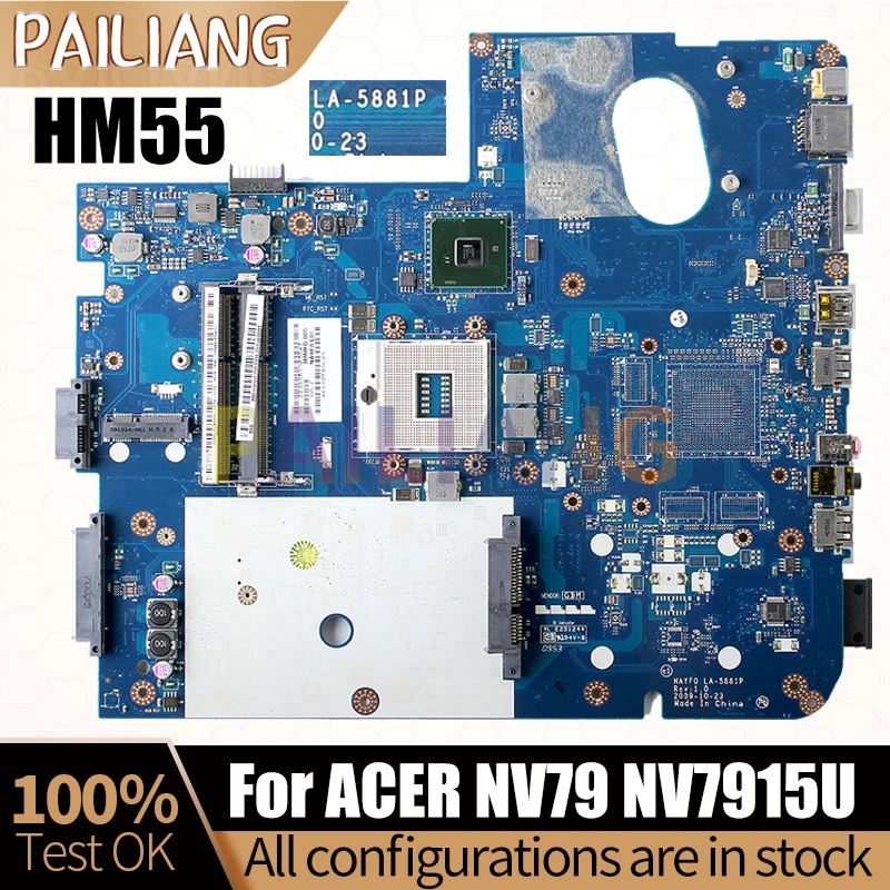 

For ACER NV79 NV7915U Laptop Mainboard LA-5881P MBWHH02001 HM55 Notebook Motherboard Full Test