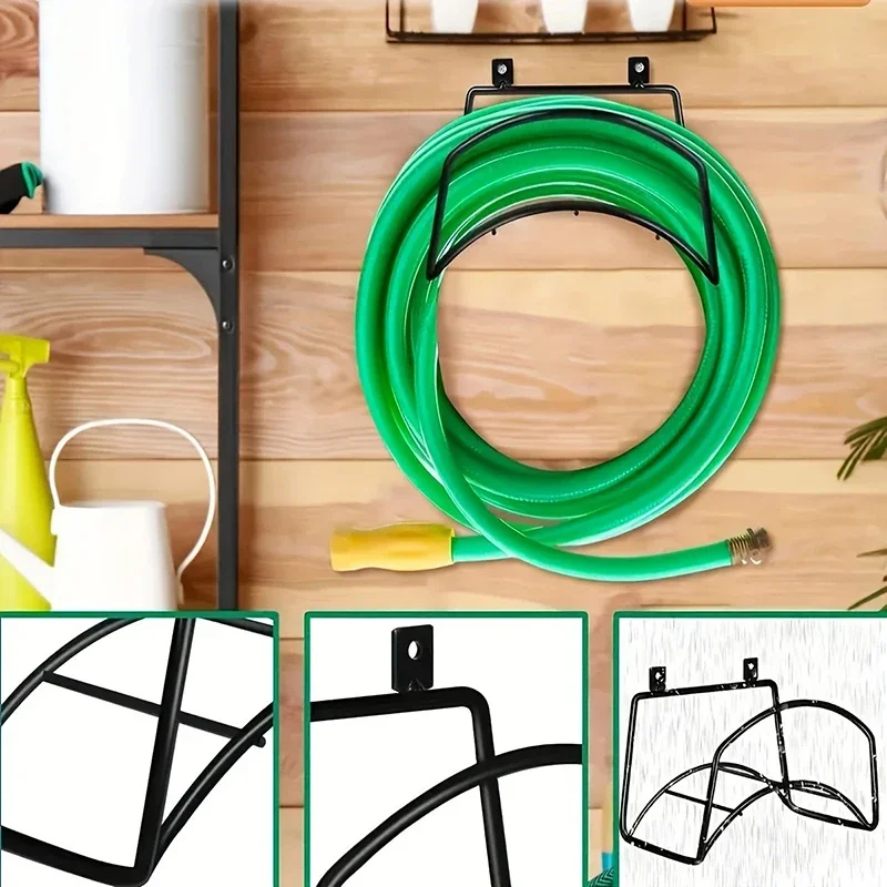 Garden Wall-Mounted Water Pipe And Hose Storage Rack Metal Hose Bracket Fixed Installation Carbon Steel Water Pipe Rack