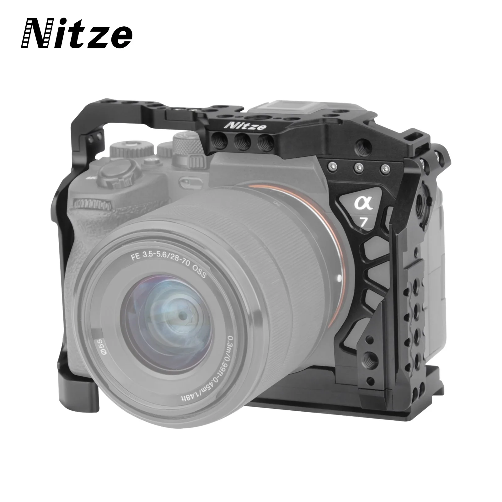 

Nitze Cage with Built-in Arca QR Plate and NATO Rail compatible with Sony A7 IV / A7R V Camera - T-S09A