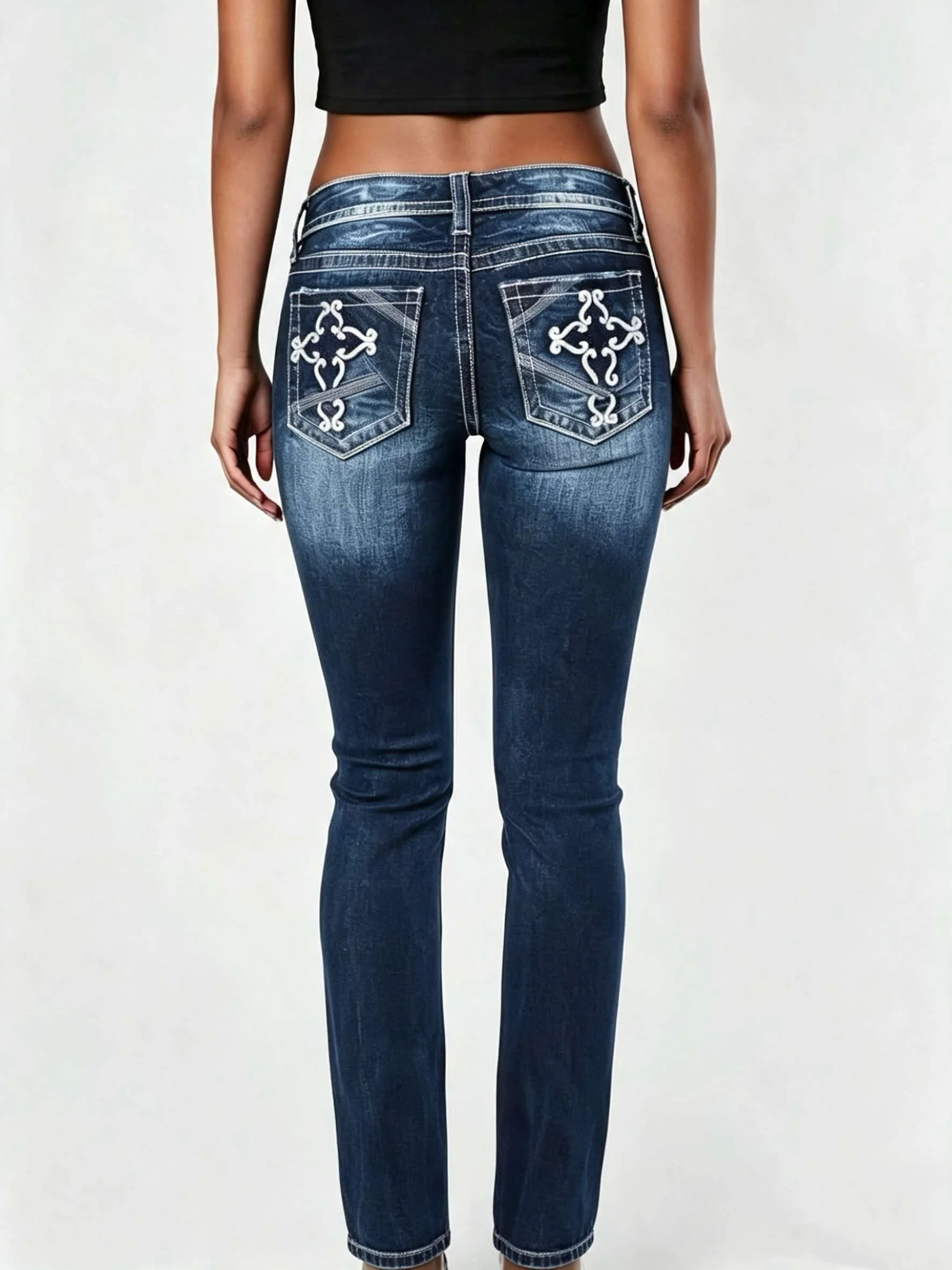 Embroidered Stretch Skinny Jeans
