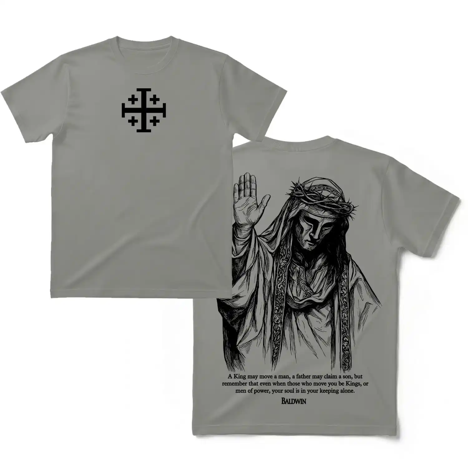 Baldwin IV Leper King Crusader Jerusalem Cross Gildan 5000 Graphic Tee