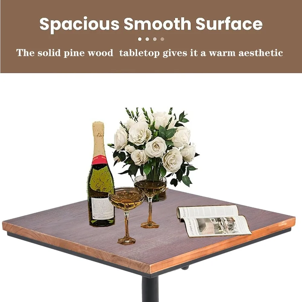 Bar Table 30.3-35.5inch Height Adjustable Small Bostro Table in Living Room Square Dinner Table for Kitchen Dining Ro