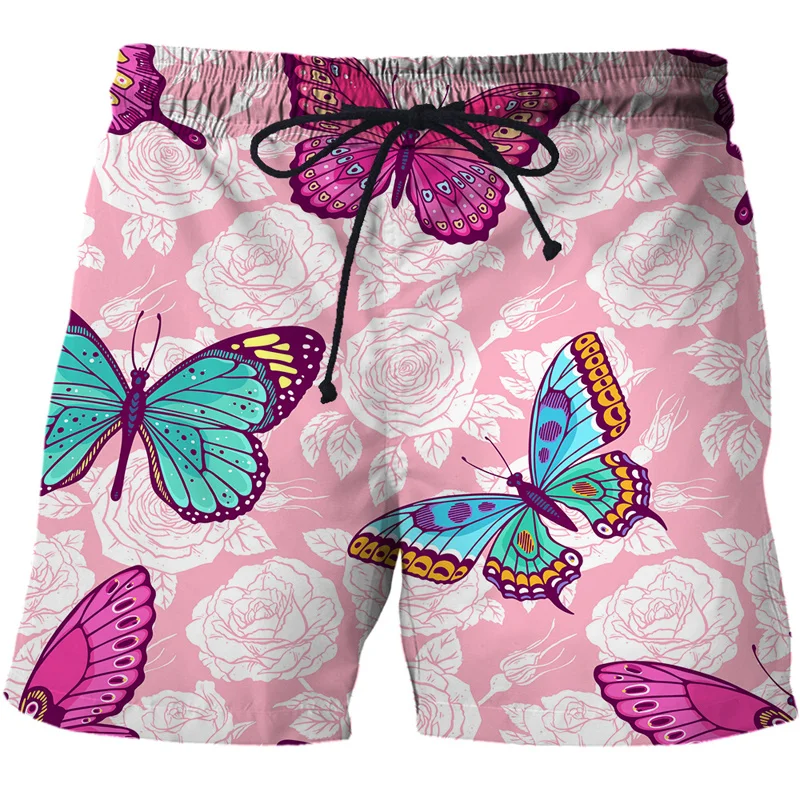 Fashion Beautiful Butterfly 3D Print Men's Beach Shorts Summer Swim Shorts Women Personality Swimming Trunks Surf Board Shorts