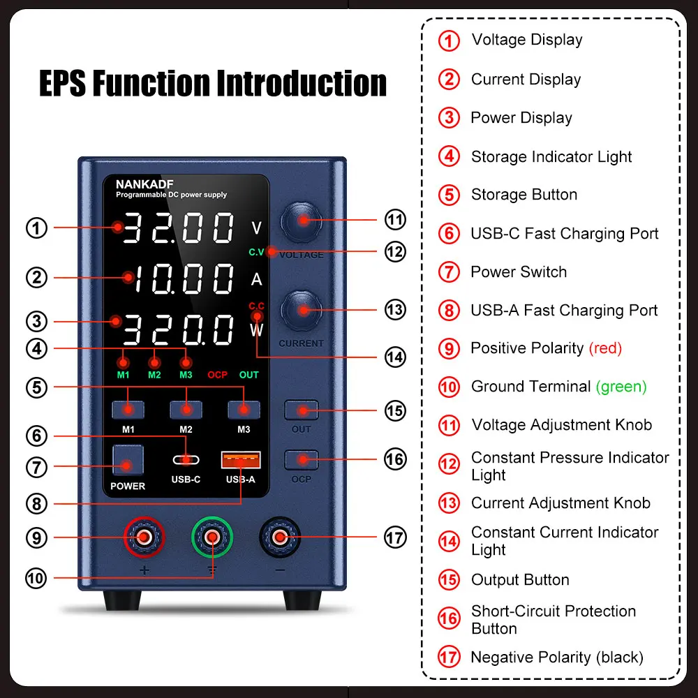 NANKADF DC laboratory power supply 30V 10A bench power supply encoder regulates voltage and current Dual input voltage 220V/110V