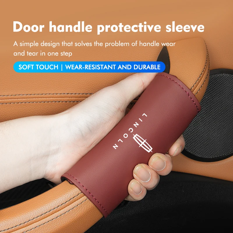 Car Door Inner Handle Sleeve Anti-Wear Leather Protective Case For Lincoln Navigator MKZ MKX MKC MKT Continental Nautilus