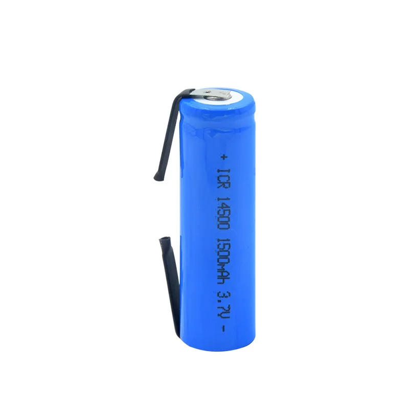 3.7V 14500 1500mAh Li-Ion Rechargeable Battery For Torch Flashlight Microphone Gamepad Headlamp with DIY Soldering Nickel Tabs