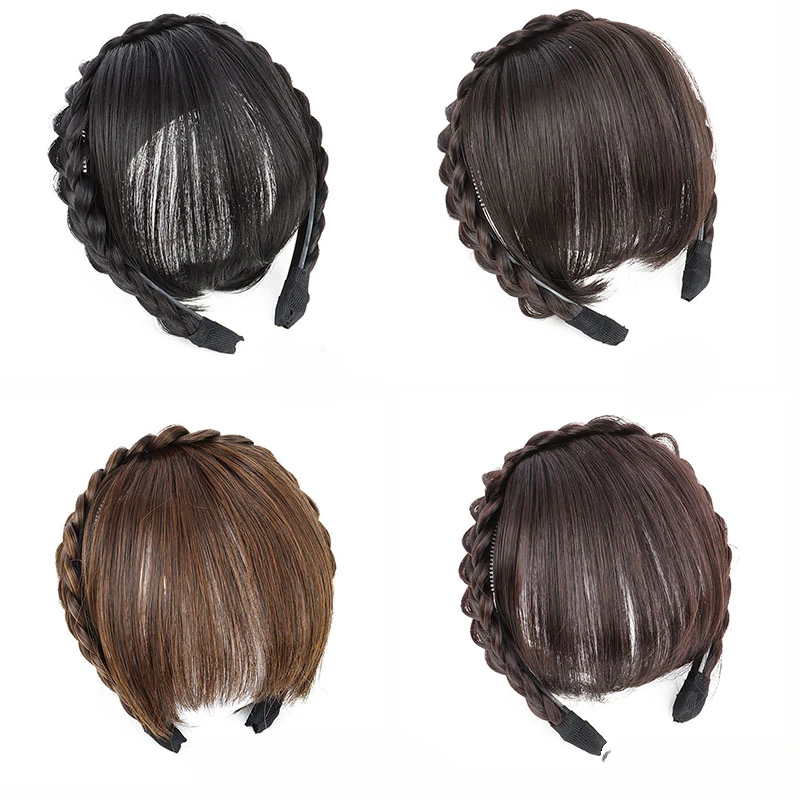 Synthetic New Hair Accessories With Bangs Fishbone Braids Hair Extension High Temperature Fiber Fake Hair for Women