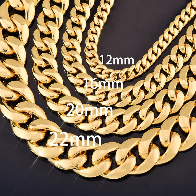 8-22mm wide Hip Hop 5A+ CZ Stone Bling Iced Out Round Cuban Link Chain Necklace for Men Rapper Jewelry Rose Gold Silver Color