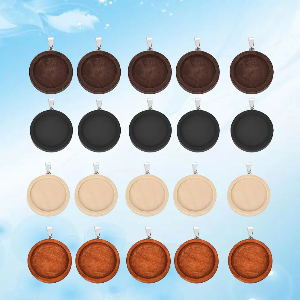 

20 pcs Wooden Bottom Bracket Pendant Jewelry Dangler Eardrop Stainless Steel Lightweight Durable DIY Stone Accessories Time