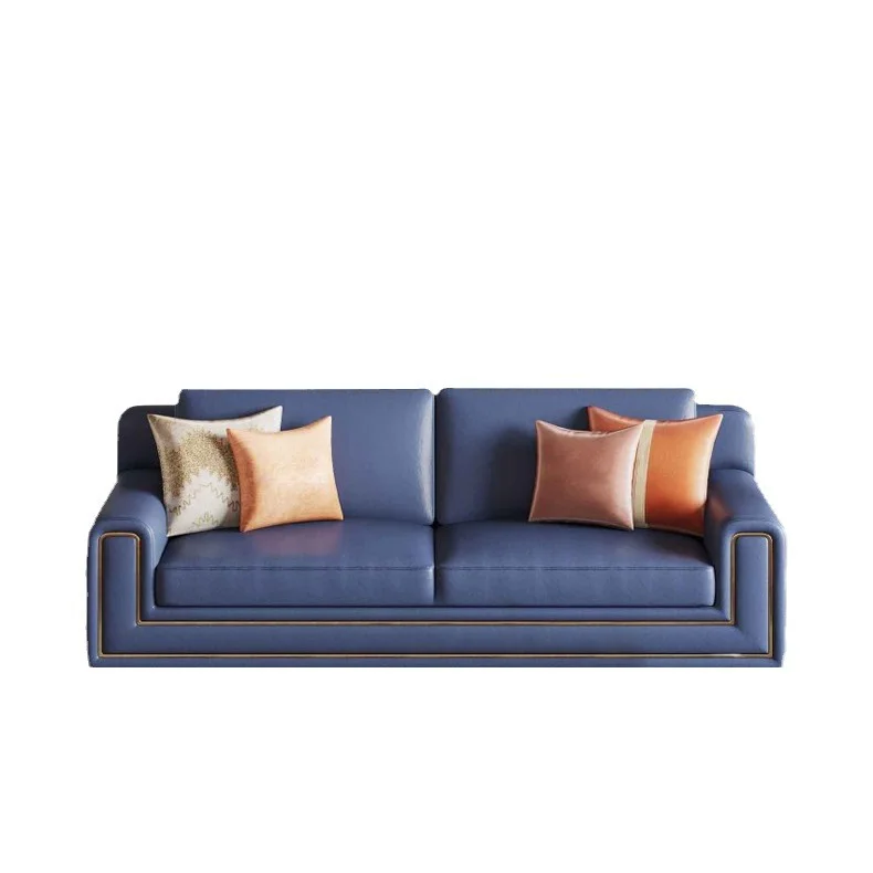 #Hot Selling Leather Sectional Couch Villa Living Room Furniture Luxury 3 Seater Modular Sofas Set