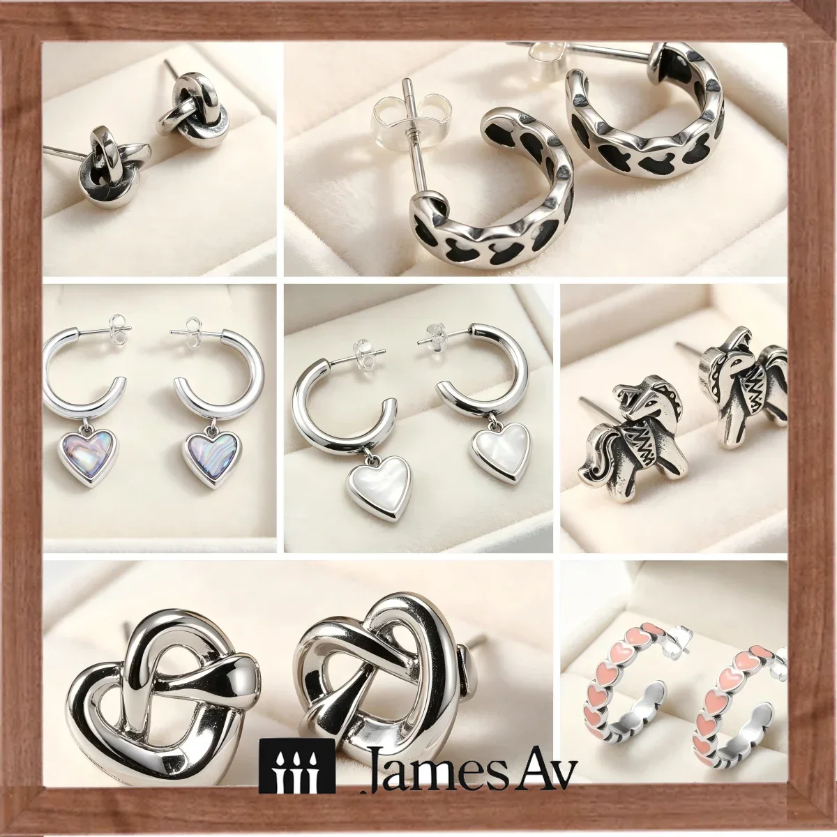 S925 Vintage Silver Tone Women Hoop Stud Earrings, Leopard Print C Shape Hoops, Heart Dangle, Knot And Elephant Shape Ear Jewelry, Trendy Retro Alloy Earrings, Daily Party Fashion Accessories, Nice Gift For Girls Multiple Styles Available