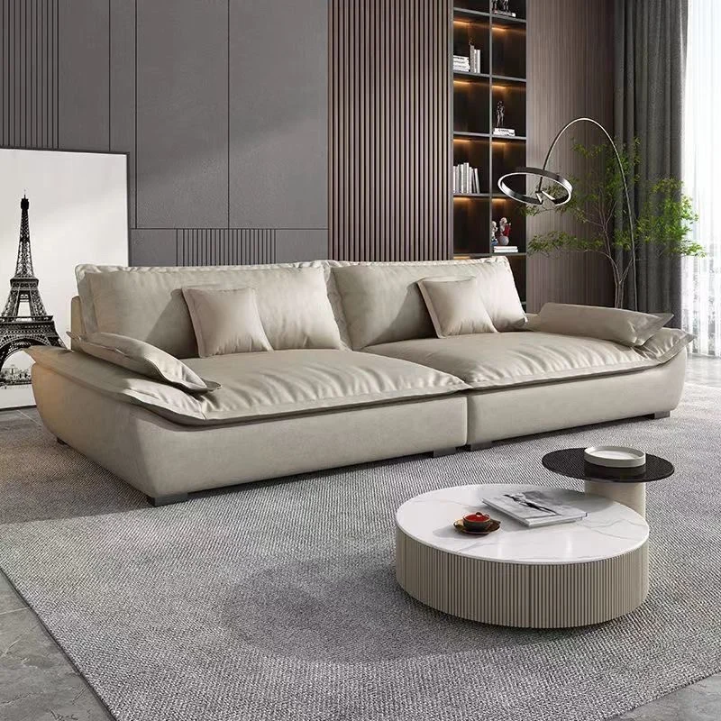 Luxury Italian Sofa Living Room Puffs Lazy Couch Lounge Home Straight Design Sofas Para Sala Frete Gratis Nordic Furniture