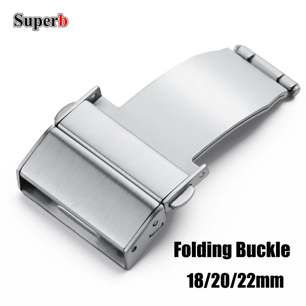 Stainless Steel Double Press Automatic Watchband Buckle Silver Brushed Strap Claps Women Men Watch Band Accessories