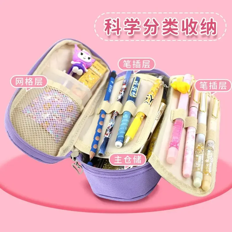 Sanrio New Anime Peripheral Kawaii Cartoon Cute My Melody Cinnamon Roll Portable Pencil Box Creative Pencil Bag Gift Wholesale