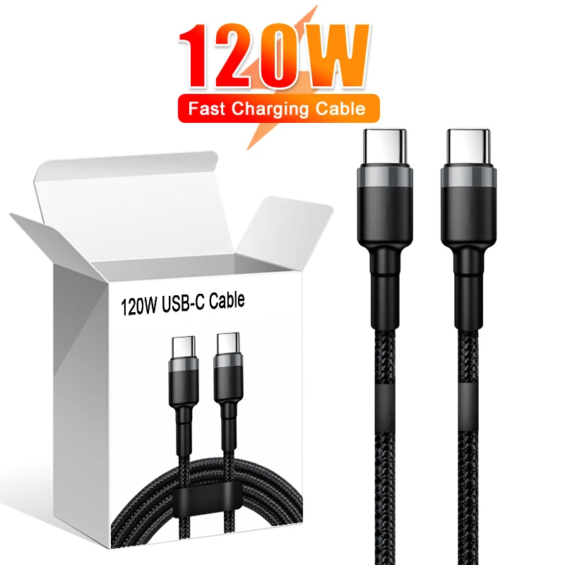 120W Type C Cable Super Fast Charge USB Cable 1M/1.5M/2M Phone Charger Wire For Samsung Xiaomi 13 Huawei Oneplus USB C Data Cord