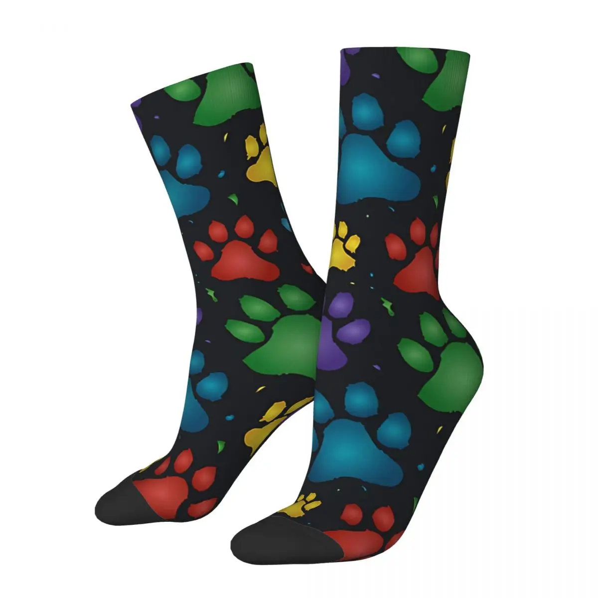 

Paw Prints Rainbow Animal Paws Kawaii Socks Hiking Cartoon Pattern Socks