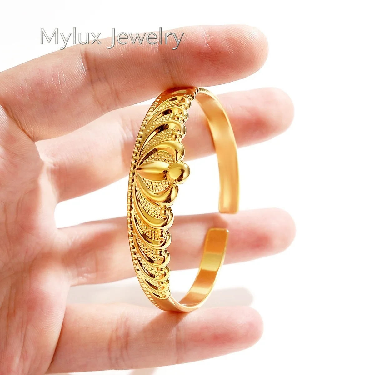 Mylux Jewelry 9999 genuine gold 24K genuine gold high-end crown bracelet with adjustable opening gold bracelet and gold jewelry