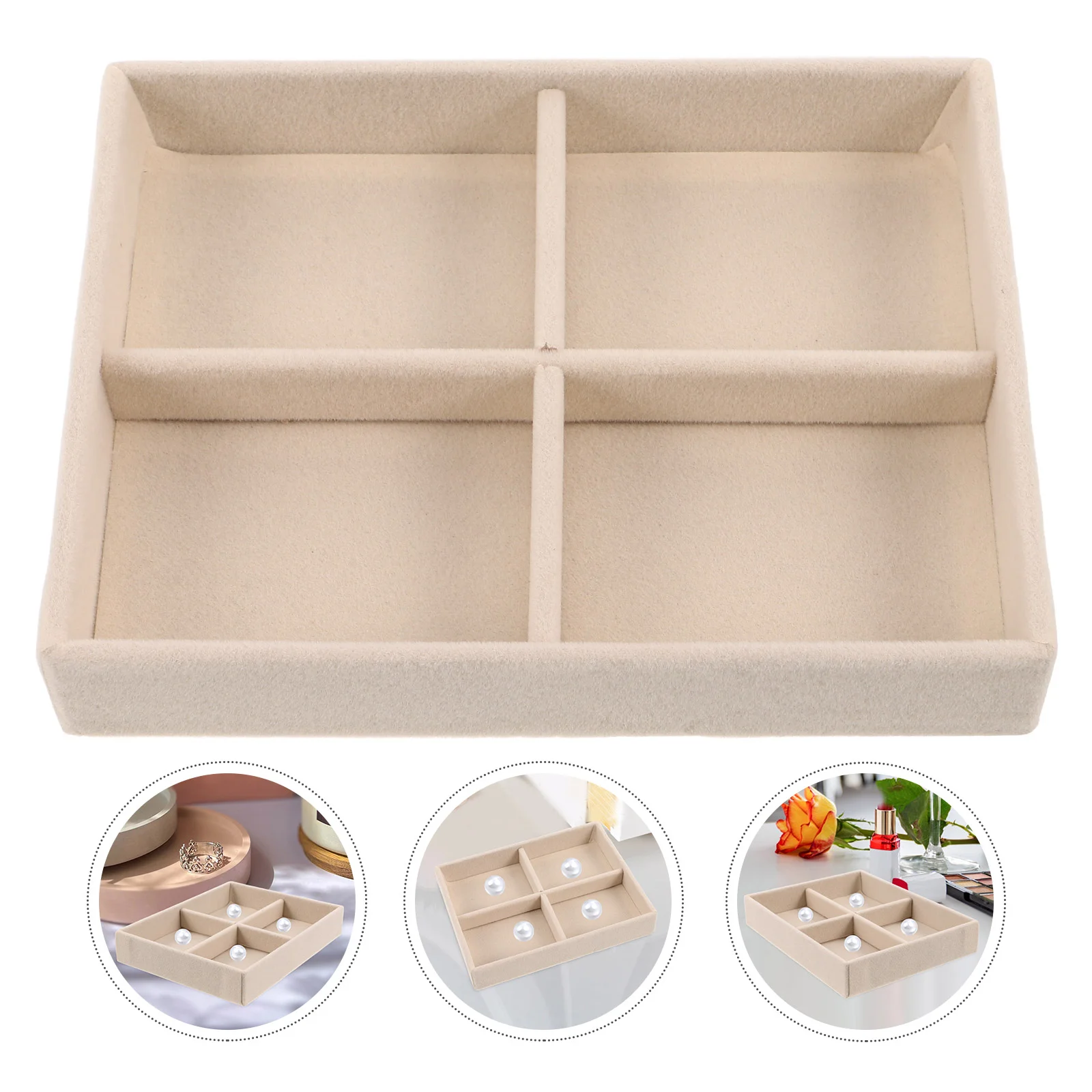 

Velvet Storage Tray Jewelry Ring Display Holder Drawer Organizer Earring Box Flannel Inserts
