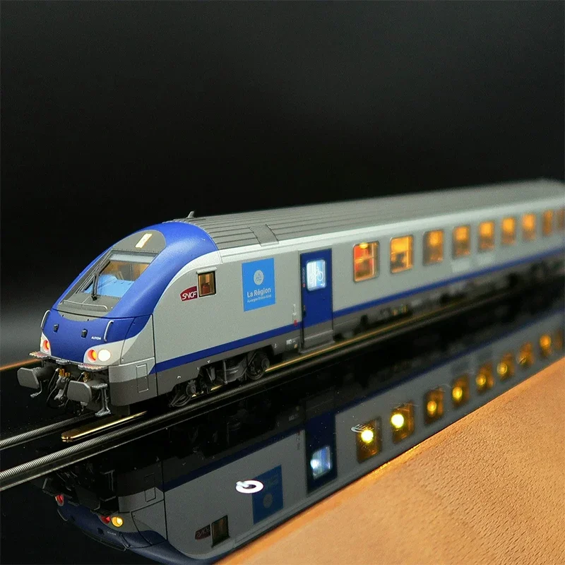 Model Kereta Api HO Tipe 1/87, Gerbong Penumpang dengan Lampu Tiga Bagian 41232 Blue Label Train Set, Mainan Anak Laki-laki, Hadiah