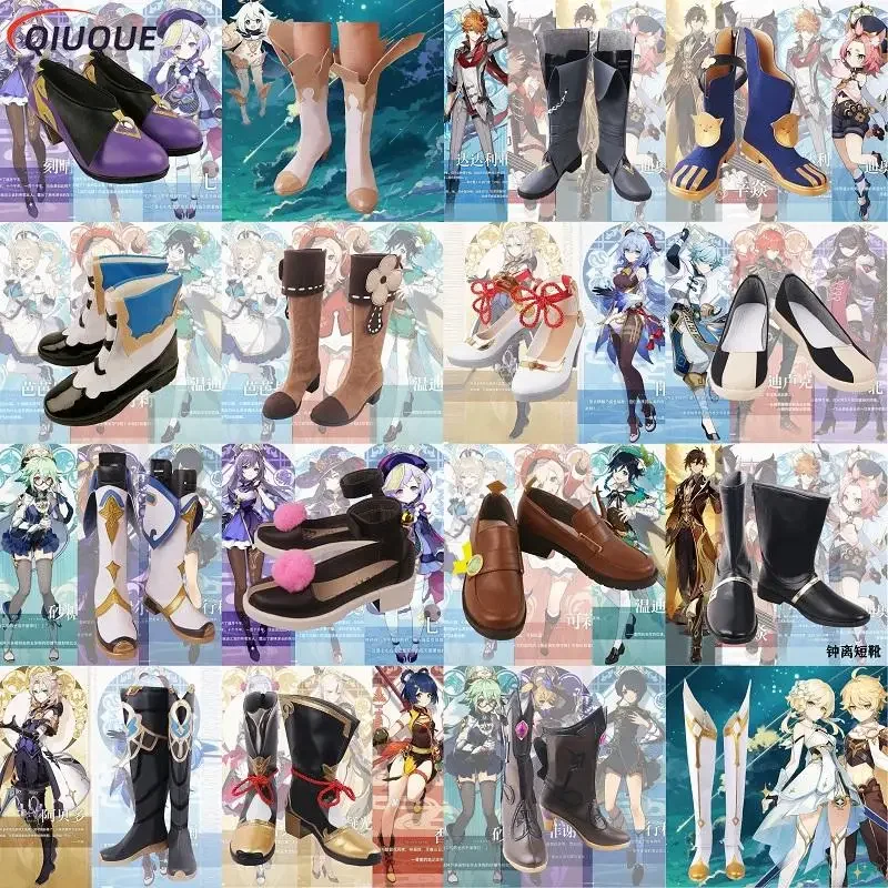 Game Genshin Impact Cosplay Shoes Twenty Zhongli Keqing Lumine Barbara Fischl Klee Tartaglia Diona Ganyu Cosplay Boots Shoes