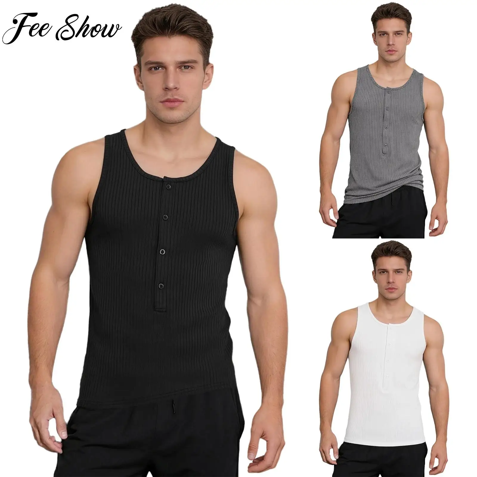 

Мужские эластичные спортивные топы на пуговицах, безрукавки в рубчик для тренировок, фитнеса, бодибилдинга, бега, костюмы