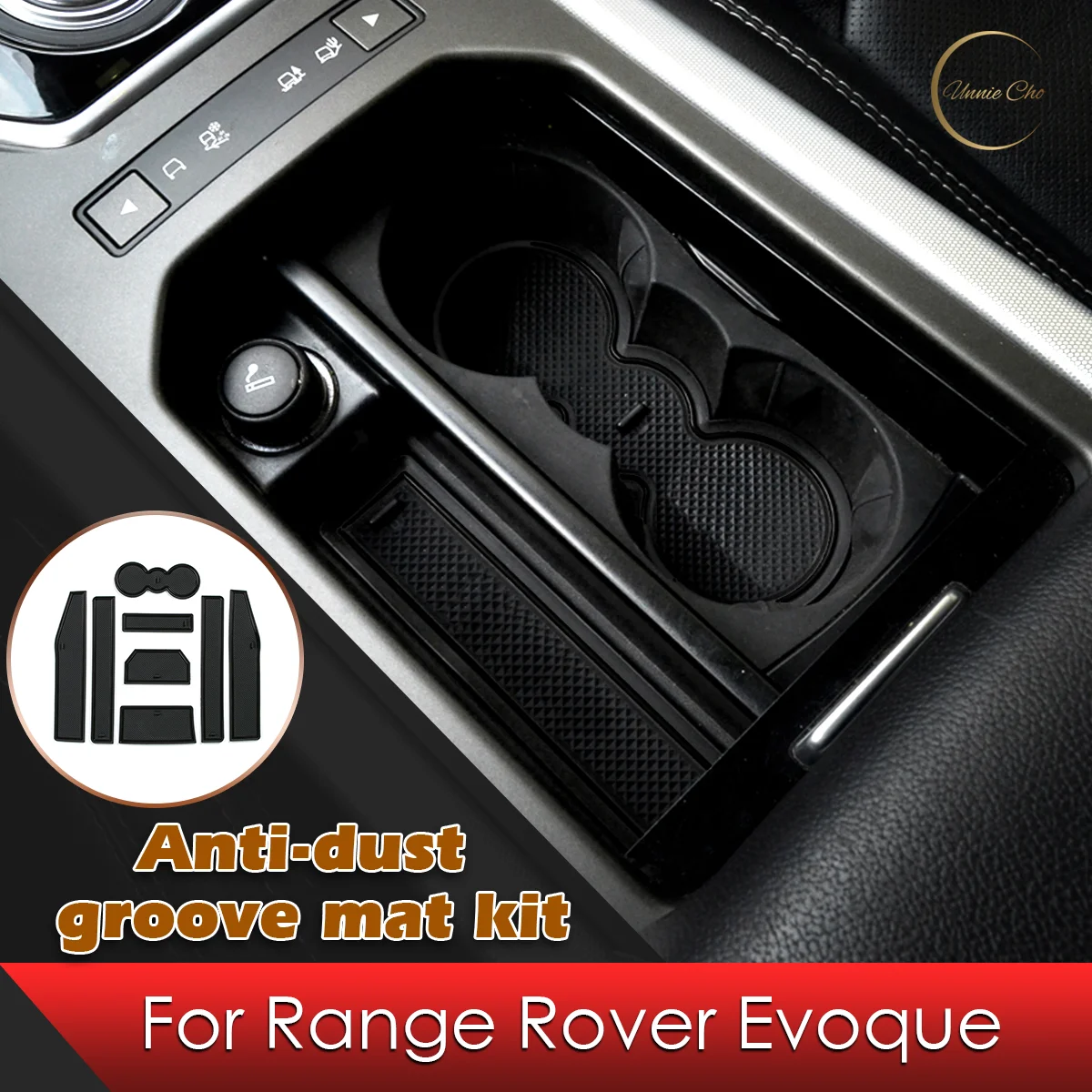 

For Range Rover Evoque L538 Gate Slot Mats kit 2012-2018 Rubber Non-slip Door Groove Pad Cup Holder Coasters