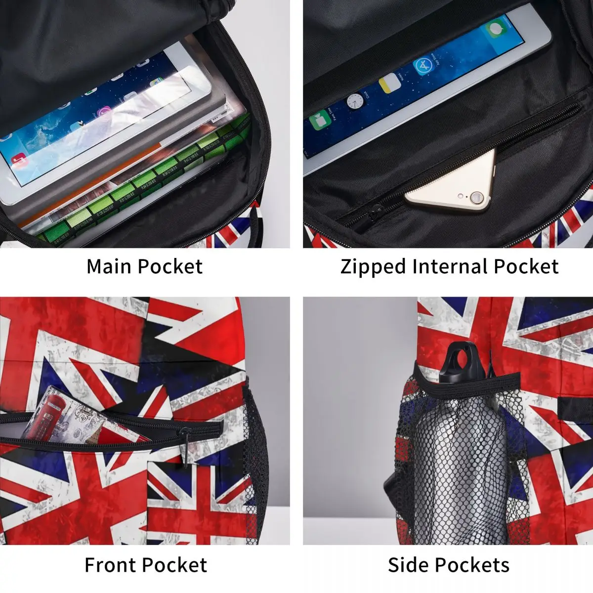 Union Jack British England UK Flag Backpacks Casual Print Student School Bag Women Man\'s Travel Bags Laptop Daypack