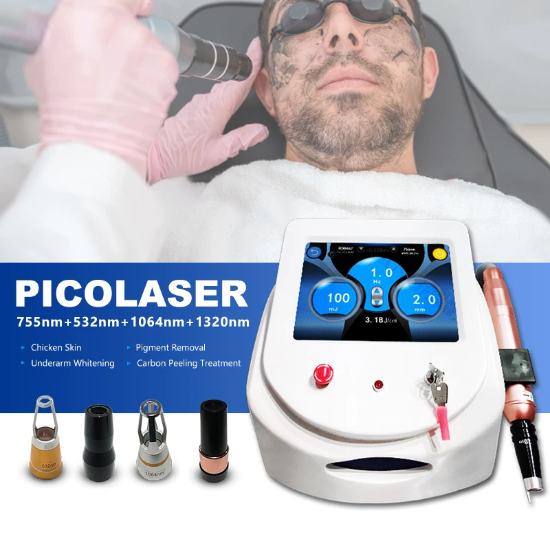 Professional Diode Pico Laser Tattoo Removal Machine with Carbon Peeling 532nm/755nm Wavelengths Portable for Eyebrow Treatment