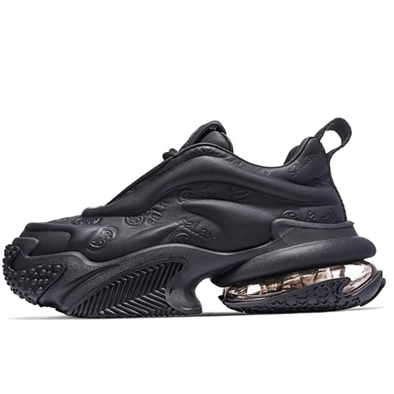 Genuine Leather Breathable Daddy Shoes for Men's Women's 6cm Buffer Platform Couple's Casual Sneakers Thick Soled Elevated Shoes