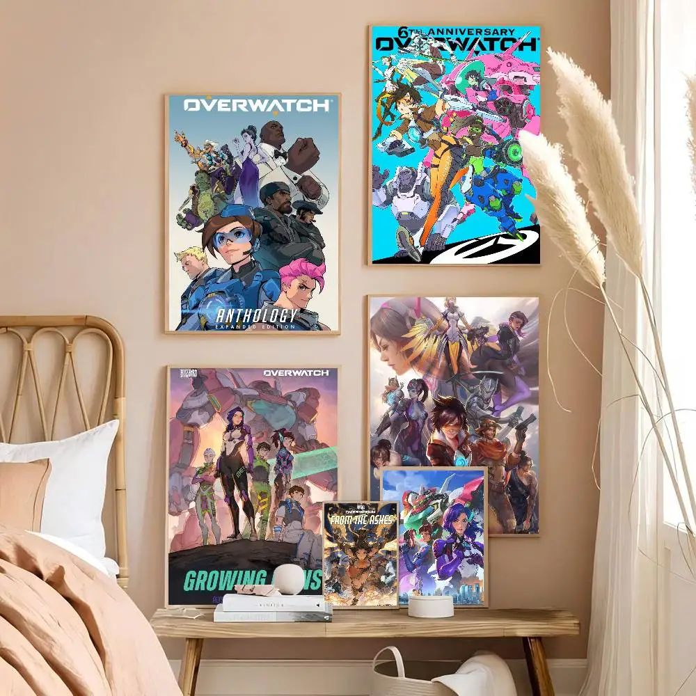 Pop Game O-Overwatch Self-adhesive Art Poster Whitepaper Prints Posters Artwork Aesthetic Art Wall Painting