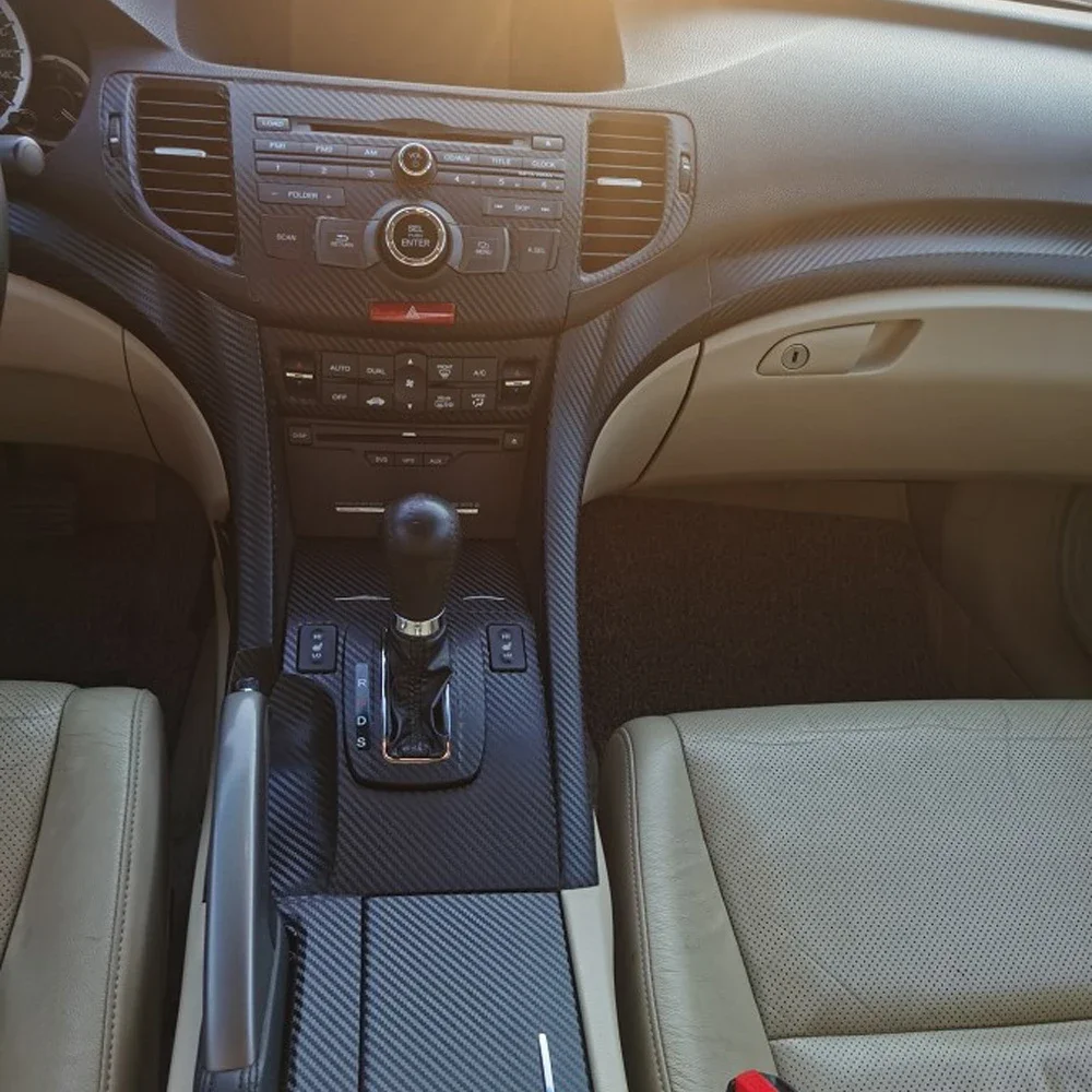 Car-Styling Carbon Fiber Car Interior Center Console Color Change Molding Sticker Decals For Honda Acura TSX 2009-2013