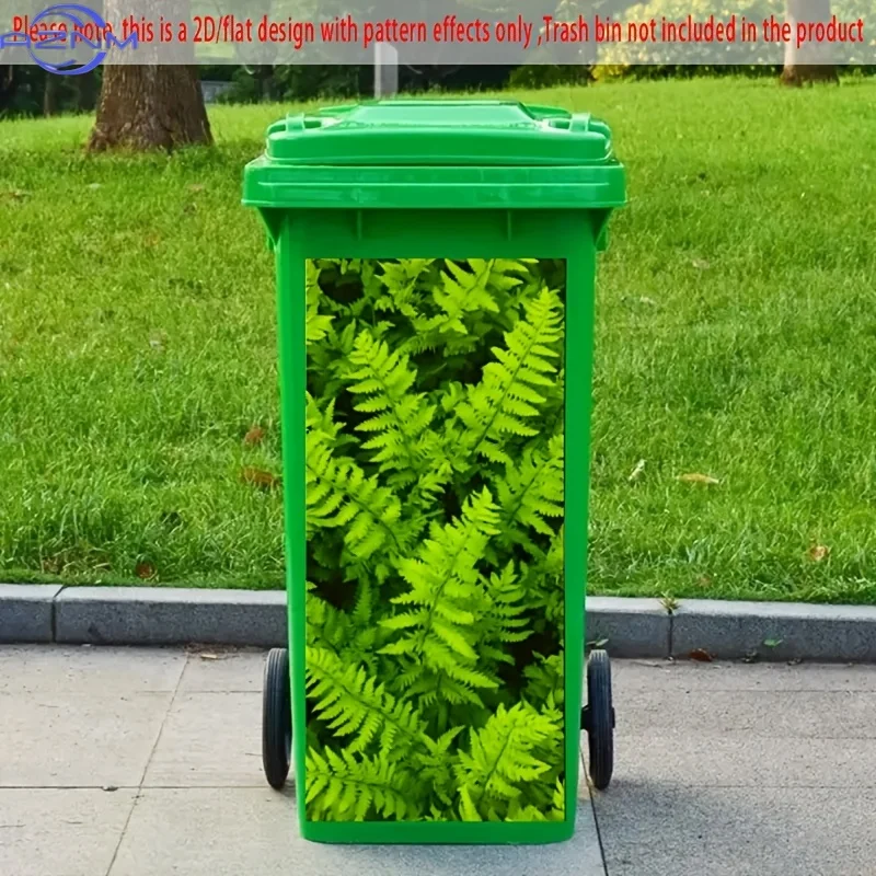 1pc Lush Green Ferns Sticker, 37.01 x 81.99 cm, Nature-Inspired Waterproof Decal for Trash Cans, Walls, and Kitchen Decor - Vi