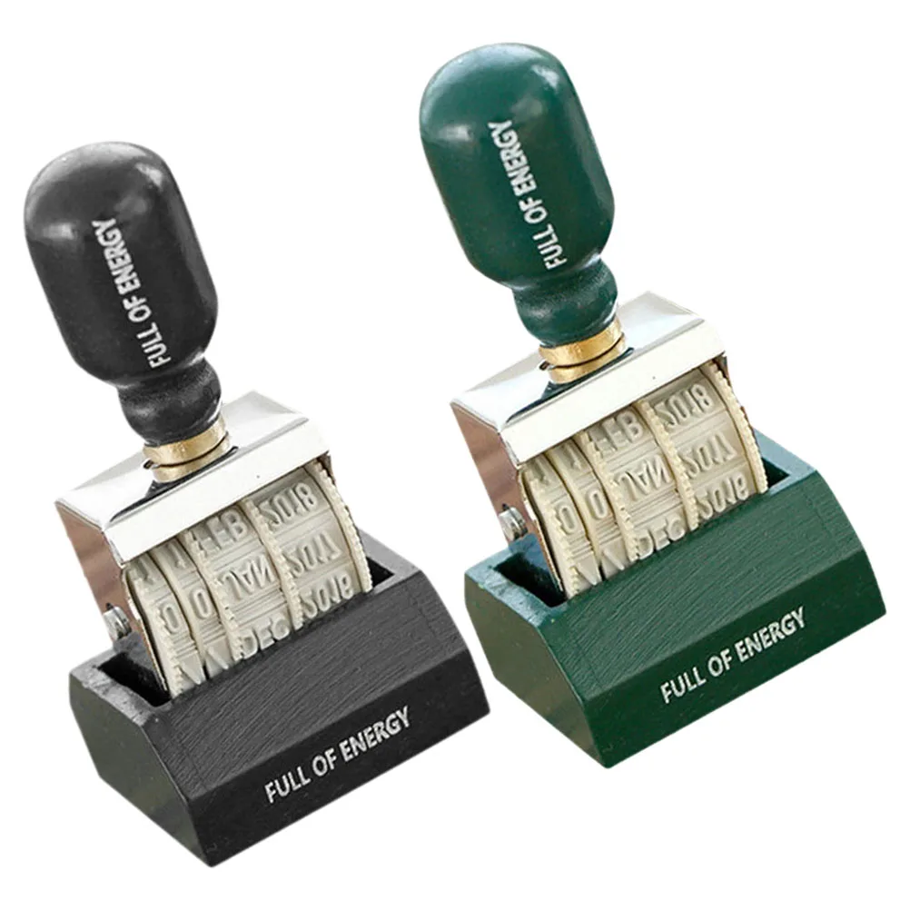 2 шт. портативный металлический валик с датой, деревянная ручка, прочная железная деревянная конструкция, прозрачные результаты для печати для Diy