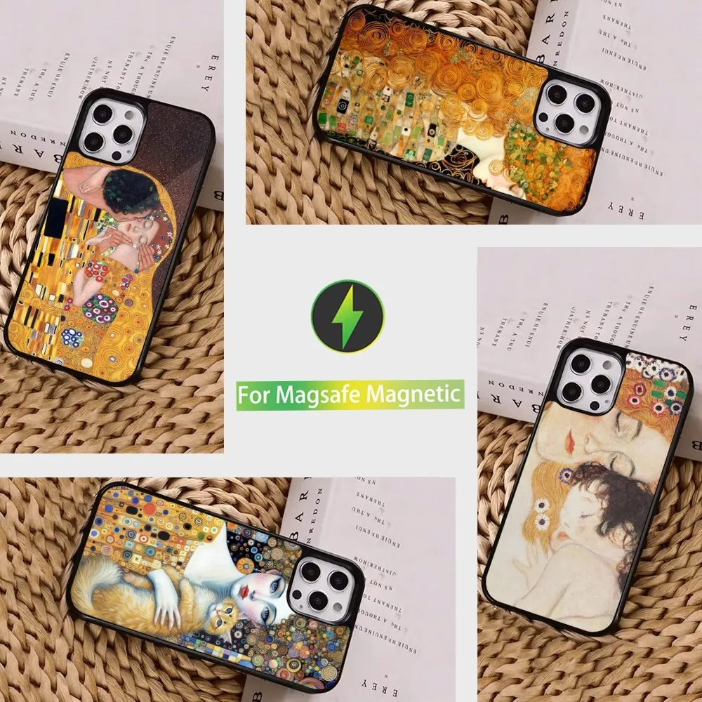 B-By G-Gustav K-Klimt  Phone Case  For iPhone 16,15,14,13,12,11,Pro,Max,Plus,Mini, Magsafe,Magnetic Wireless Charging Case