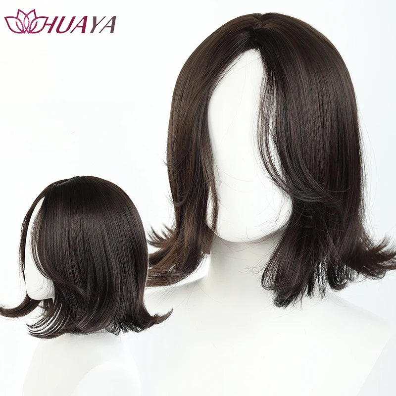 Women Short Flip‑out Bob Synthetic Wig Black Brown 30cm Natural Flexible Parting Heat Resistant Daily Wear Wigs