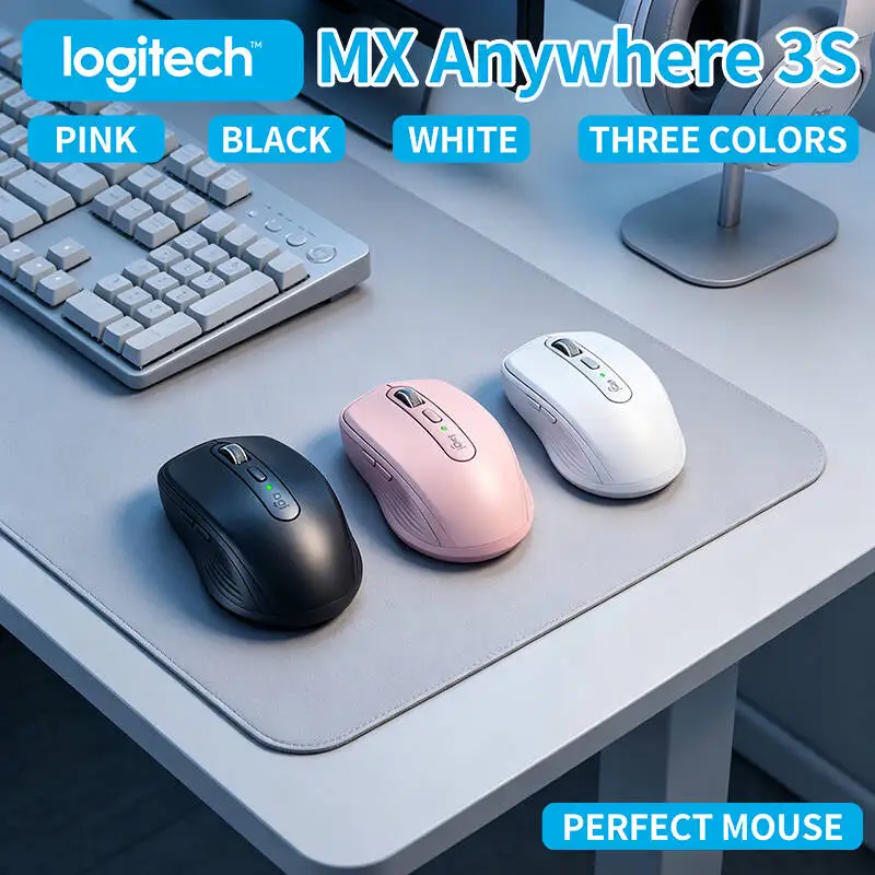 Compact Logitech MX Anywhere 3S Mouse - 8K DPI Darkfield, MagSpeed Scroll, Silent Buttons, Office Use, USB-C Fast Charge