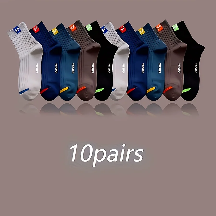 

10 Pairs Unisex Mid-Calf Socks - Breathable, Moisture-Wicking, Durable | For Daily, Outdoor, Home & Sports, US Size 6-11