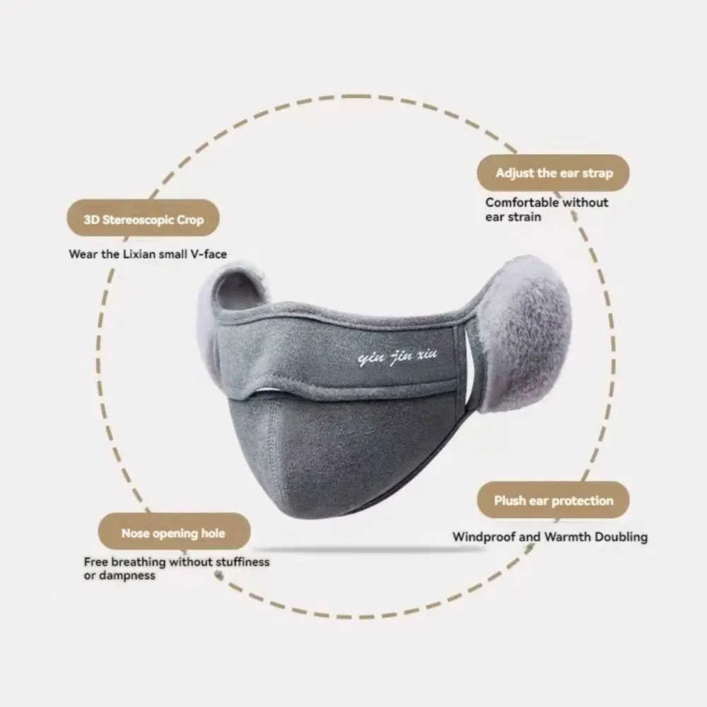 New Simple Thermal Earmuffs Mask Windproof Fleece Winter Mask Autumn and Winter Wrap Mask Cycling Earflap