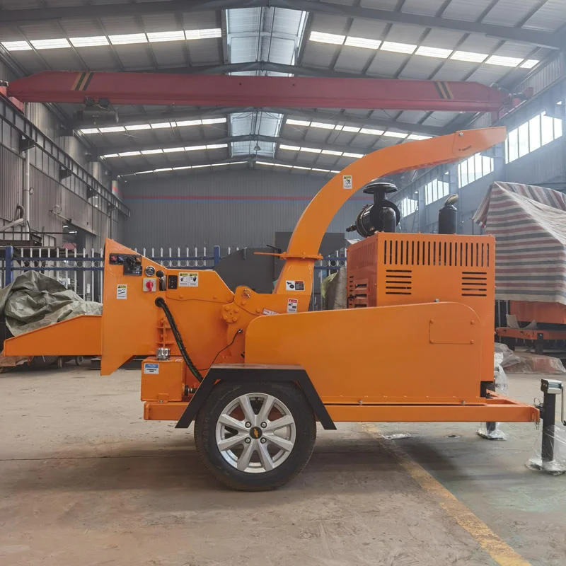 Diesel Wood Chipper Shredder Towable Forestry Branch Crusher Hydraulic Auto Feed Log Bamboo Mulching Machine Log shredder