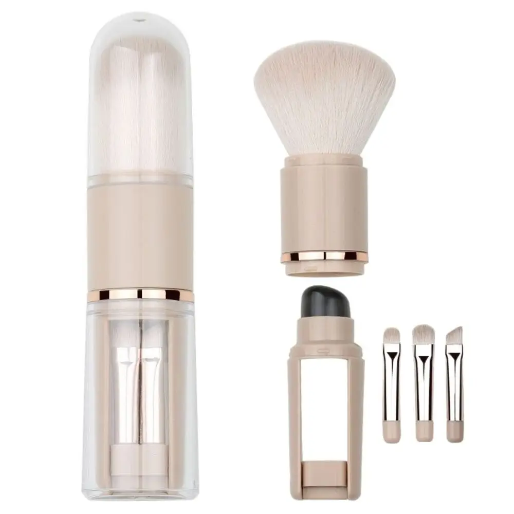 Portable Eye Shadow Brush Makeup Brush Set Convenient Soft Powder Brush Stretchable Dustproof 5 in 1 Makeup Brush Set Journey