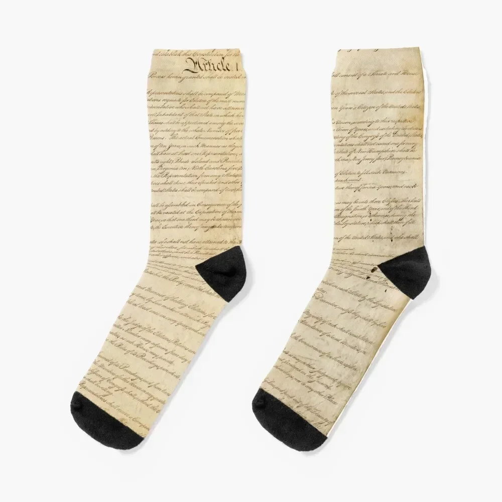 Original Page 1 of the United States Constitution Socks aesthetic funny gifts Men's Socks Male Women's