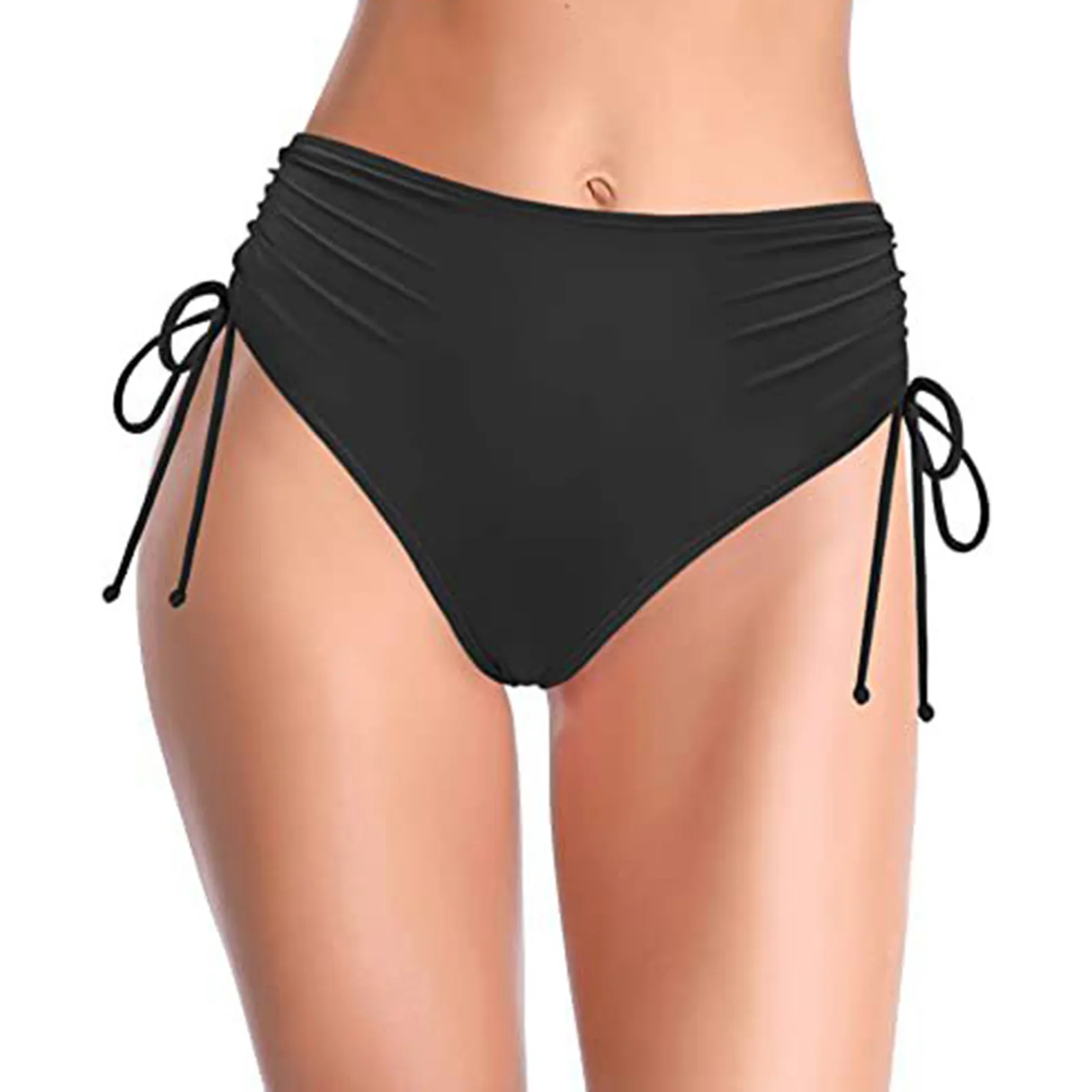 Parte inferior de Bikini de cintura alta para mujer, bragas de natación, Bikinis sexys lisos de verano, pantalones cortos de baño, traje de baño