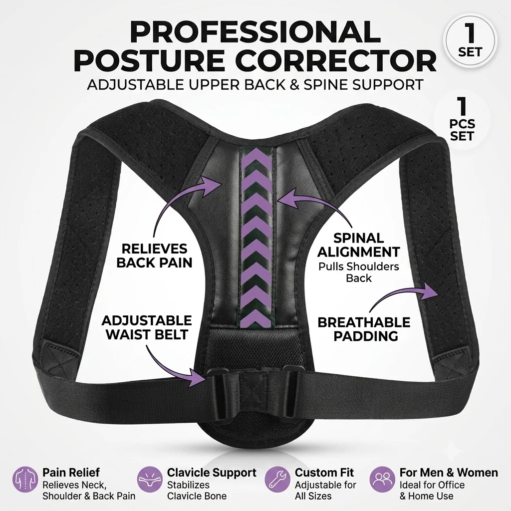 Posture Corrector Back Brace 1Pcs Adjustable Upper Back Clavicle Spine Support Shoulder Pain Relief Belt For Men Women Office