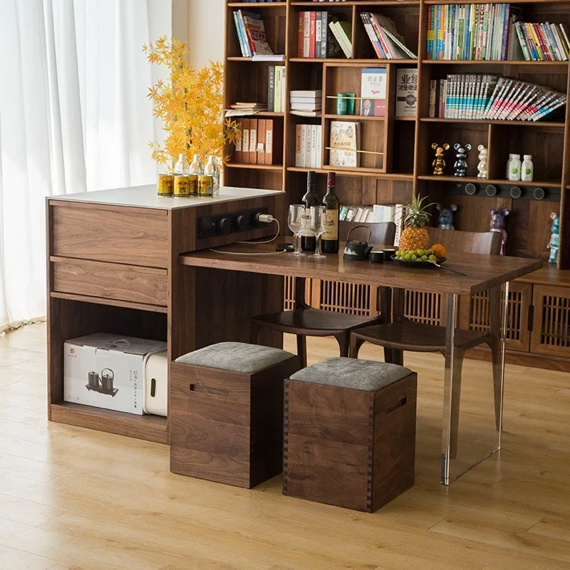 Dining table integrated telescopic storage embedded electrical cabinet household small apartment